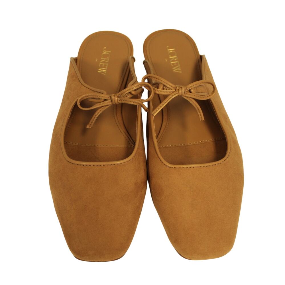 J.Crew Sueded Bow Slip-On Mules Camel Women's Size 9 Very Good